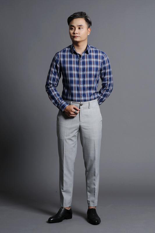 Áo Sơ Mi Nam Xanh Kẻ Caro Lớn