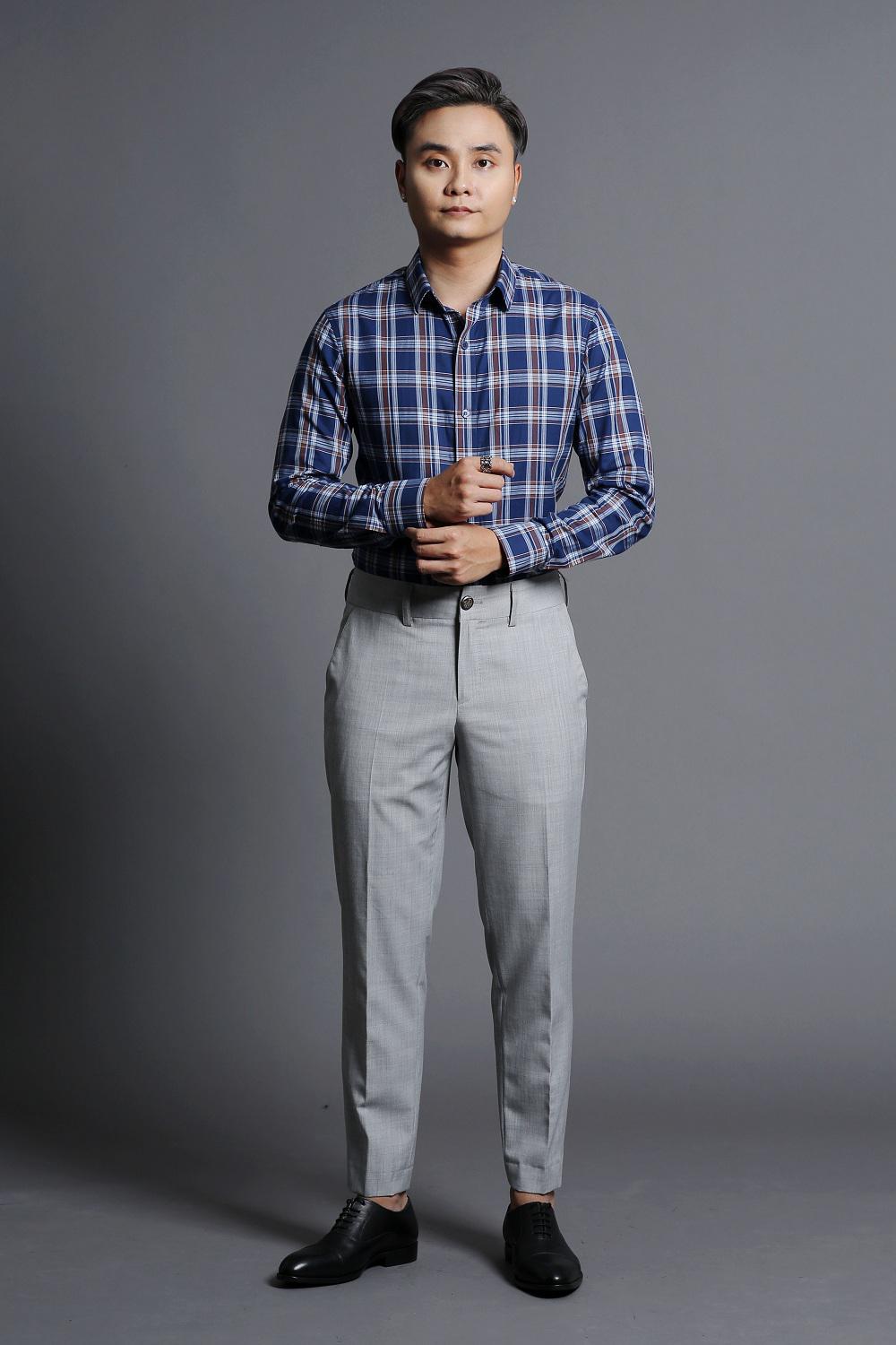 Áo Sơ Mi Nam Xanh Kẻ Caro Lớn
