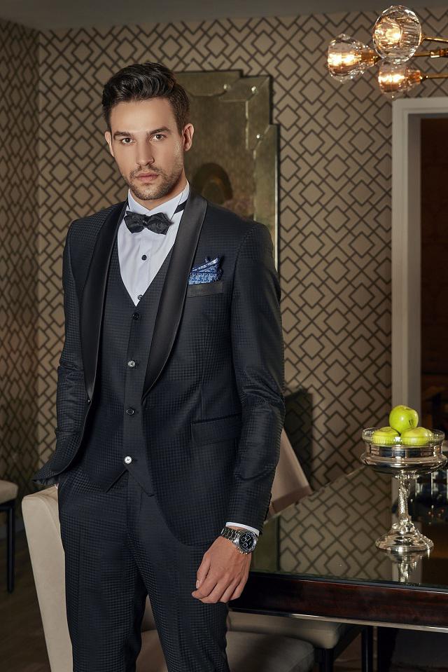 Bộ Tuxedo Cao Cấp Màu Xanh Vân R617-1