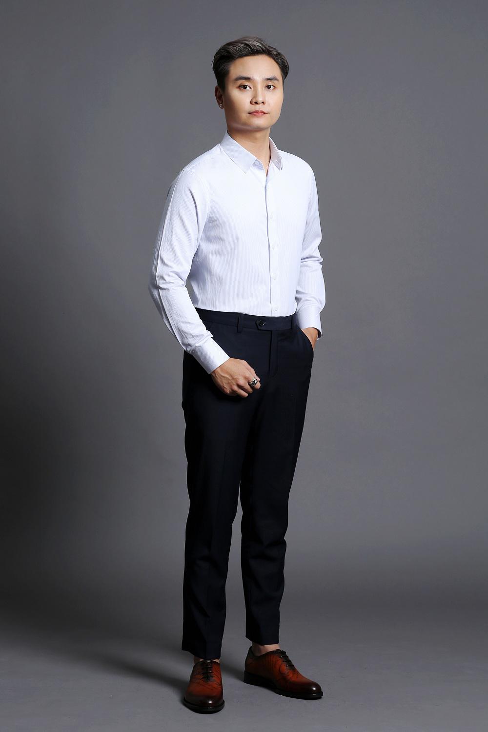 Áo Sơ Mi Nam Trắng Kẻ Sọc Công Sở