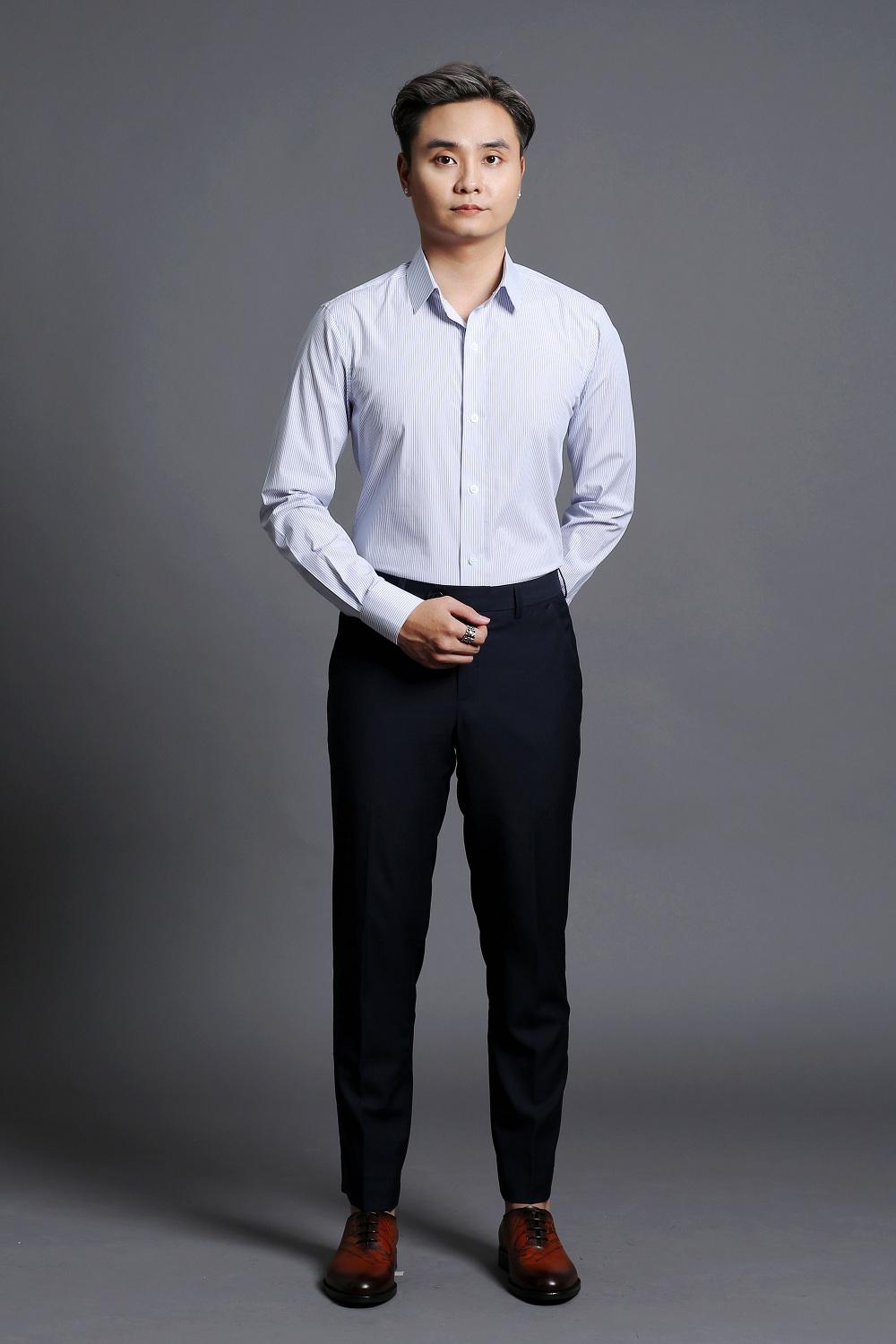 Áo Sơ Mi Xanh Công Sở Kẻ Sọc