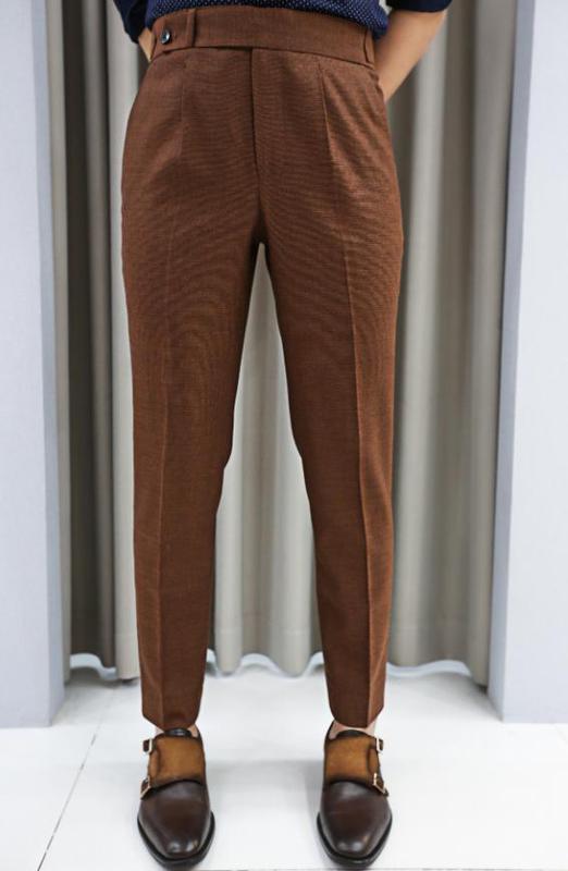 Quần Tây Nam Cam Đất Xếp Ly 