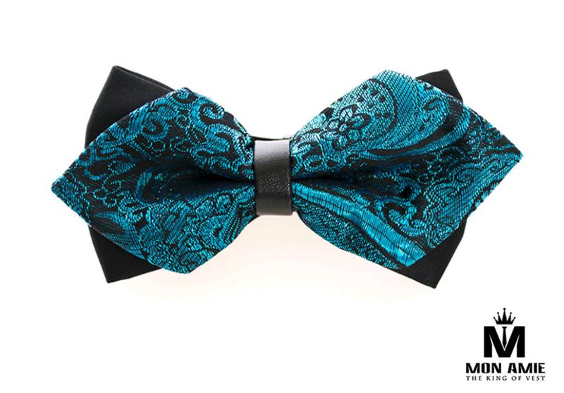 Nơ cưới màu xanh lục hoa văn nổi bật N05