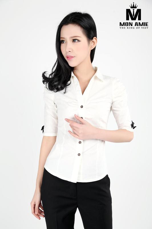 Sơ Mi Nữ Trắng Ngắn Tay Cá Tính