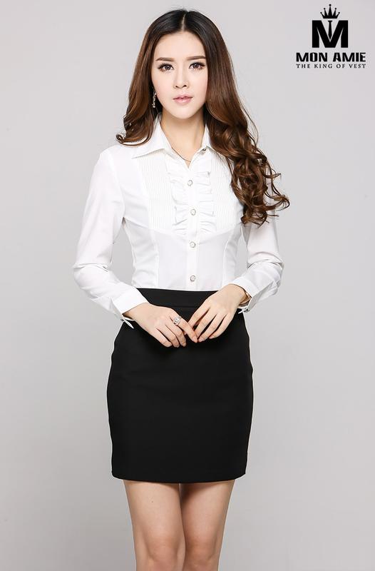 Áo Sơ Mi Nữ Trắng Công Sở Phối Cổ Bèo