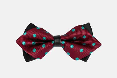 Nơ cưới màu đỏ chấm bi xanh lục N12