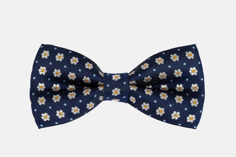 Nơ cưới màu xanh dương họa tiết hoa N14