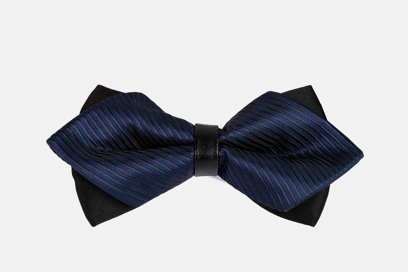 Nơ cưới màu xanh dương sọc đen xéo N17