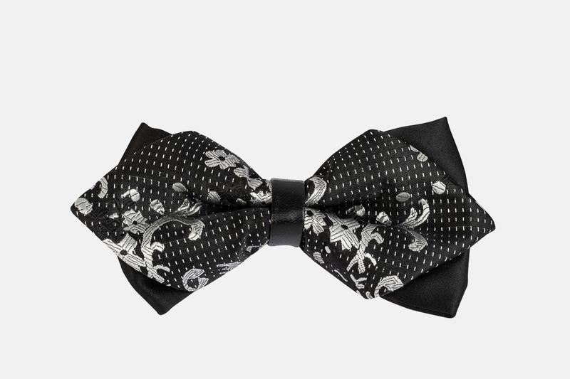 Nơ cưới màu đen họa tiết nổi bật N25