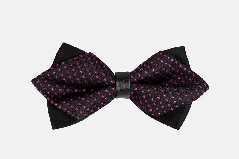 Nơ cưới màu đen dệt ánh tím N36