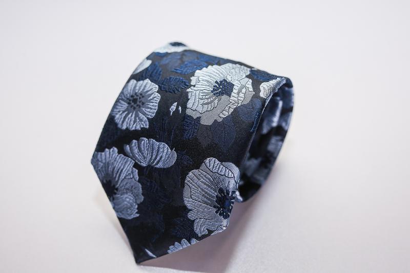 Caravat cao cấp màu xanh họa tiết hoa vân C30