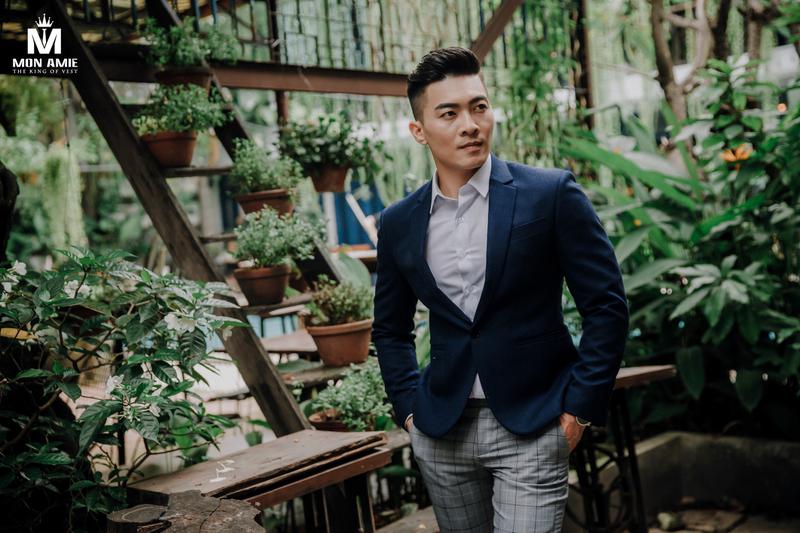 Áo Khoác Blazer Xanh Navy - Cổ Ve Xuôi -  1 Nút - 023