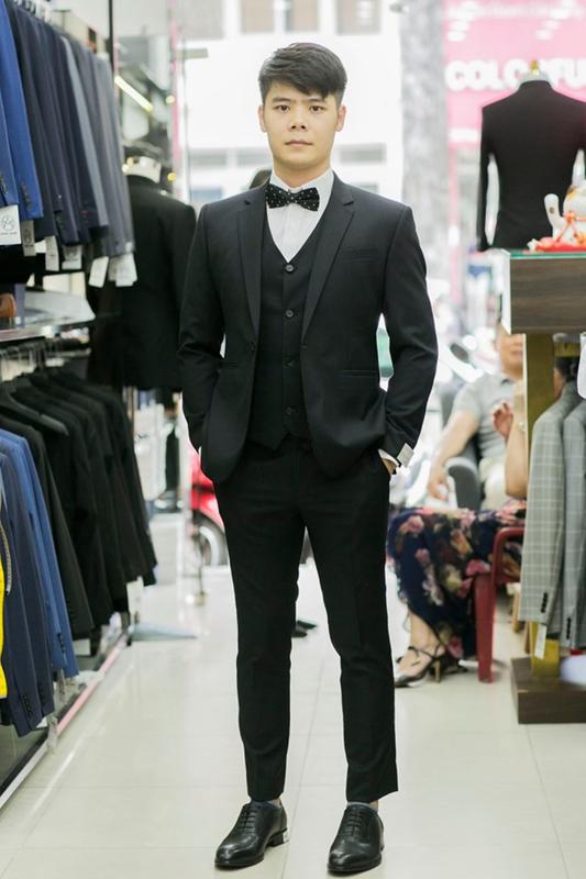 Tuxedo Đen Dự Tiệc 1 Nút Trẻ Trung