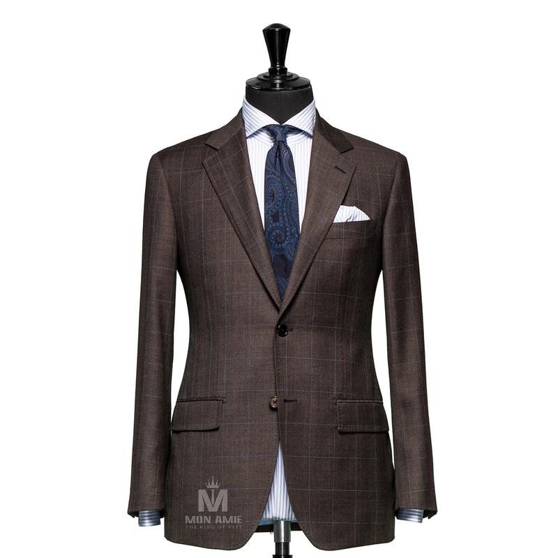 Bộ Vest Nam Công Sở Nâu Caro 624827-1