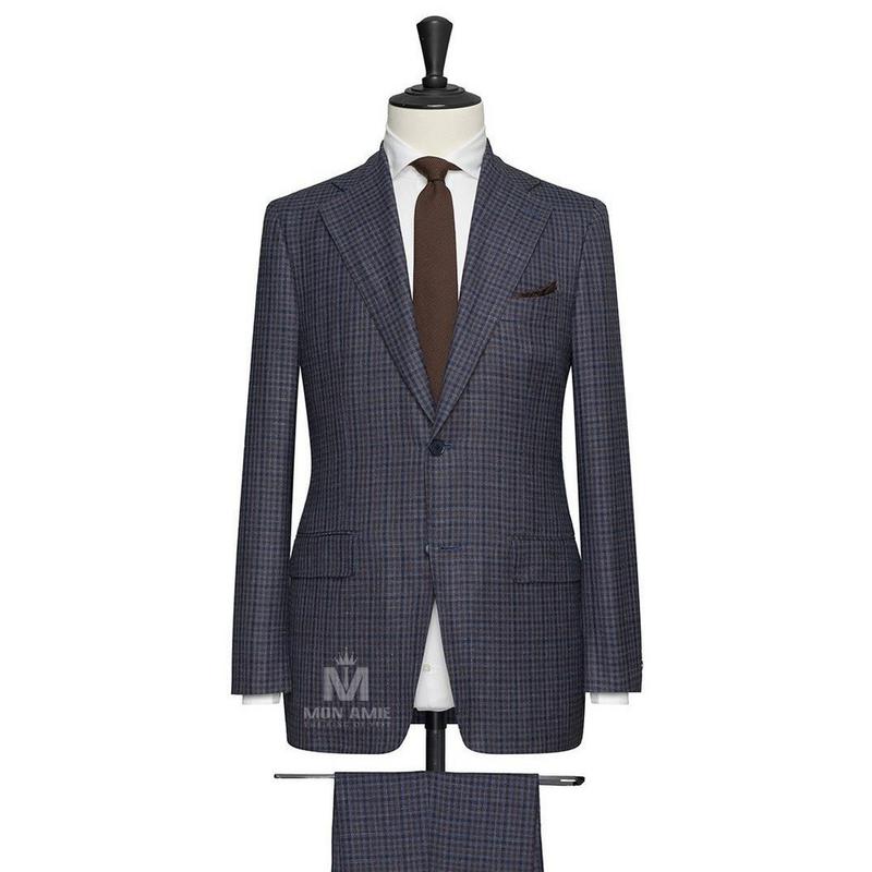 Bộ Vest Nam Công Sở Cao Cấp Caro Xanh Nhạt 789037-1