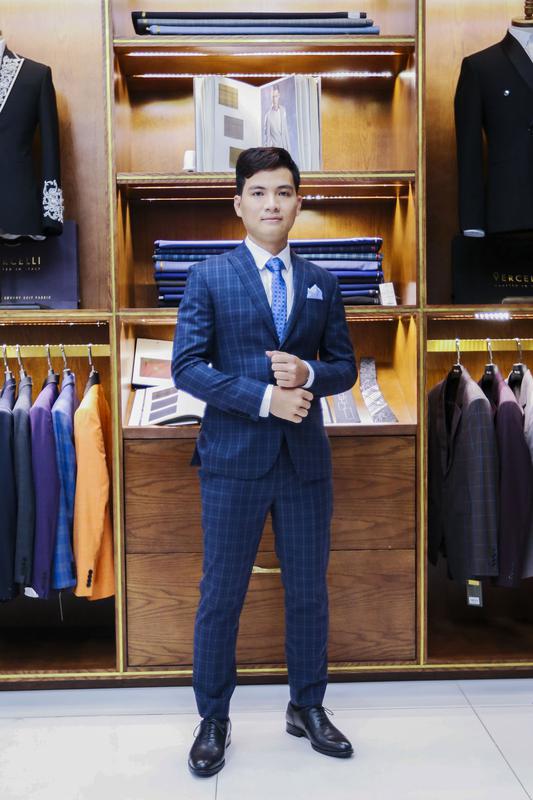 Suit Chú rể Caro xanh  F74.073