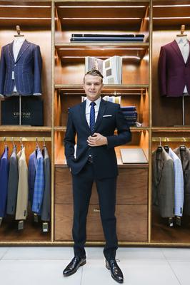 Bộ Suit 2 nút, ve xuôi Xanh Đen 