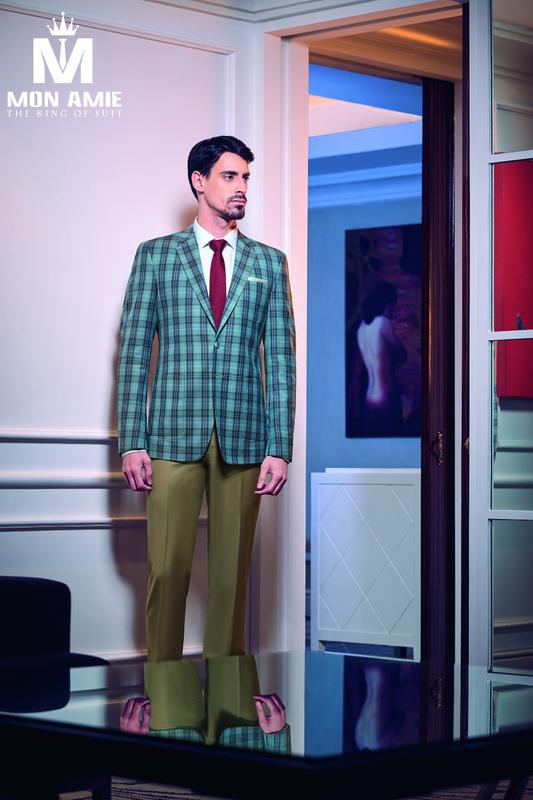 Bộ Vest Doanh Nhân Cao Cấp Caro Xanh Bích D591-1