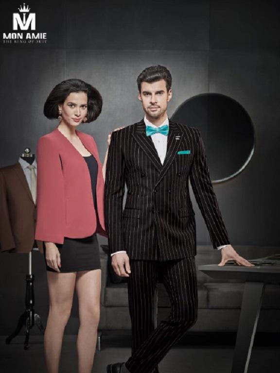 Bộ Vest Nam Đen Sọc Bản Lớn D668-2